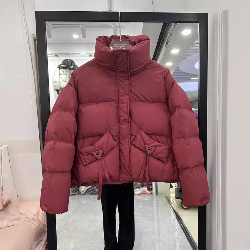Winter new stand-up collar down jacket women's short casual fashion thickened bread jacket white duck down jacket tide