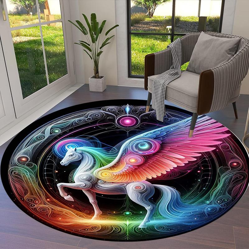 1pc Office Carpet Chair Mats Rainbow Unicorn Mandala Artwork Perfect for Decorating Office Chairs, Living Rooms, Or Bedrooms