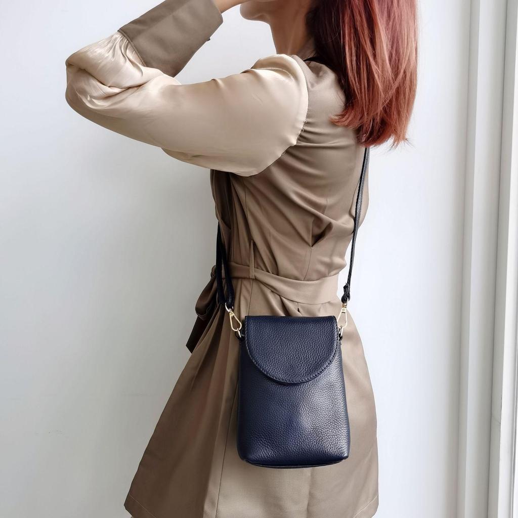 Geantă Crossbody pentru Telefon Mobil și Monede din Piele de Vacă Stratul Întâi - Portofel Mini Versatil din Piele Naturală 2025