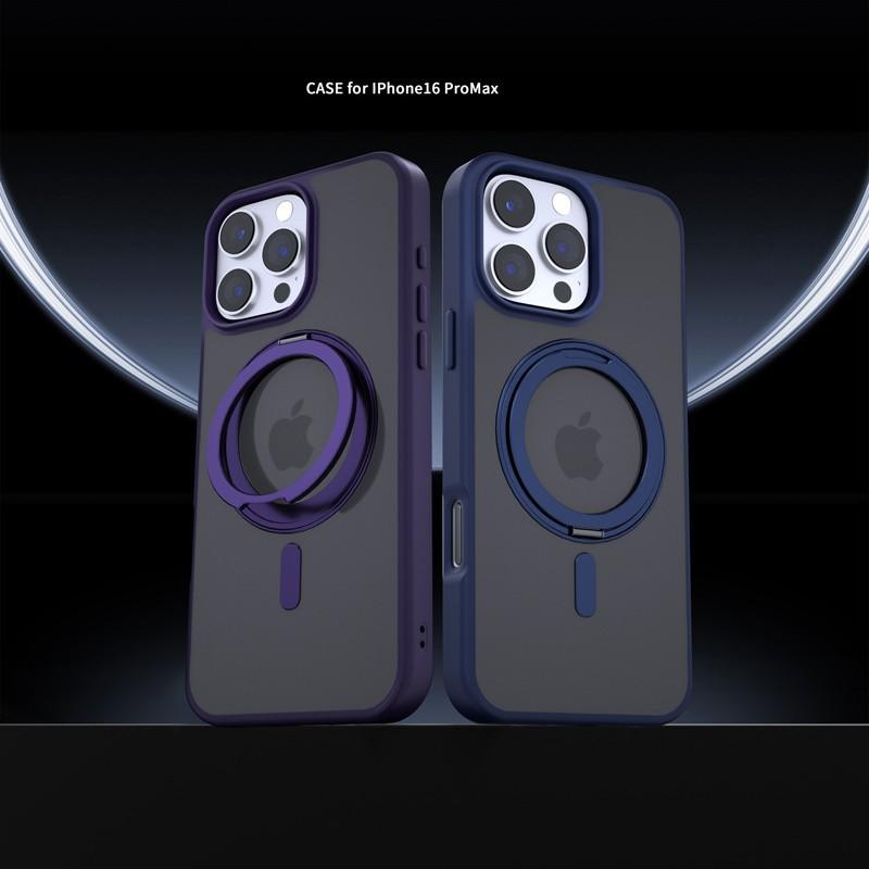 Applicable to iphone15/16e rotating bracket mobile phone case Apple 15promax skin-sensitive magnetic mobile phone case wholesale