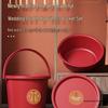 Red Festive Dowry Bucket with Lid - Perfect for Weddings and Housewarmings