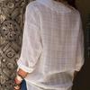 Womens Solid Spring Pink White Fall Blouses Loose Irregular V Neck Long Sleeve Tops