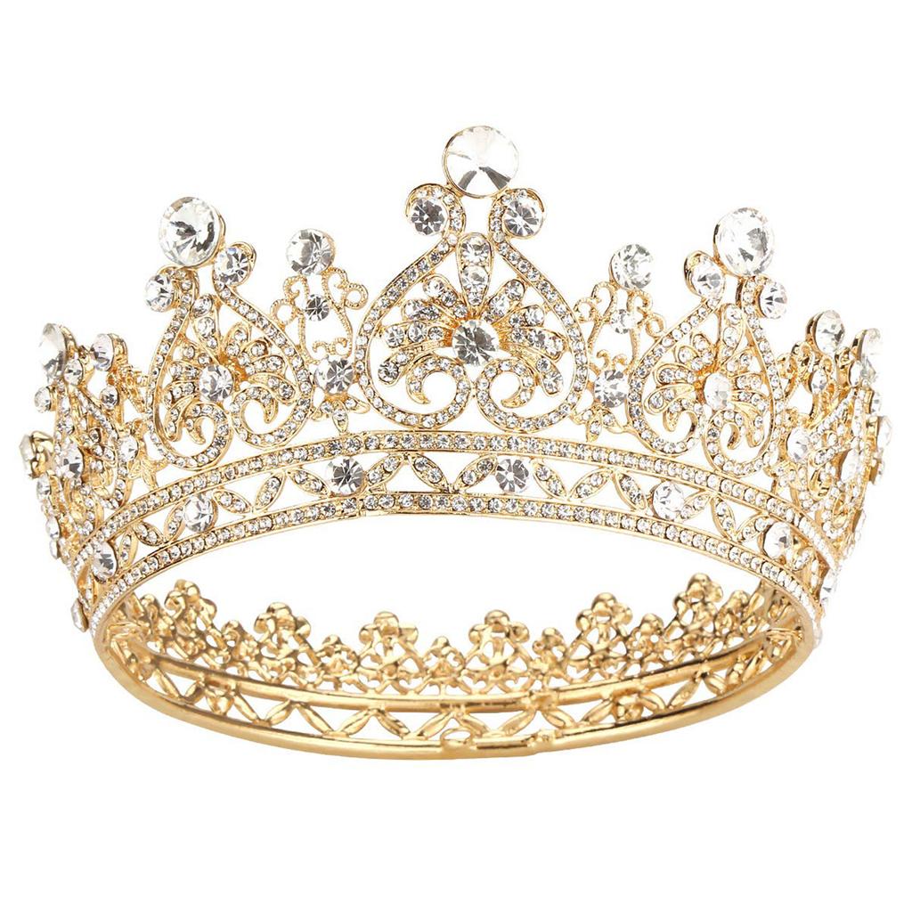 Bridal jewelry crown alloy rhinestone wedding headdress baroque headband round crown