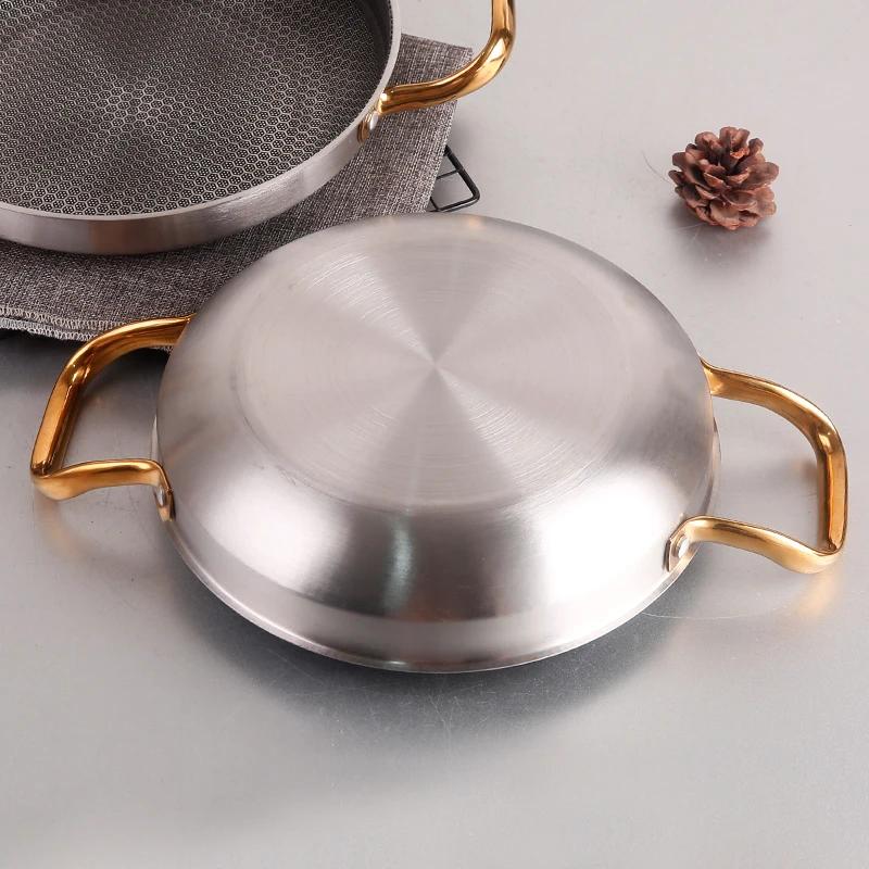 Honeycomb Dry Pot Stainless Steel Seafood Rice Pot Lobster Plate Thickened Commercial Creative Double Ear Pan Dry Pot Hotpot