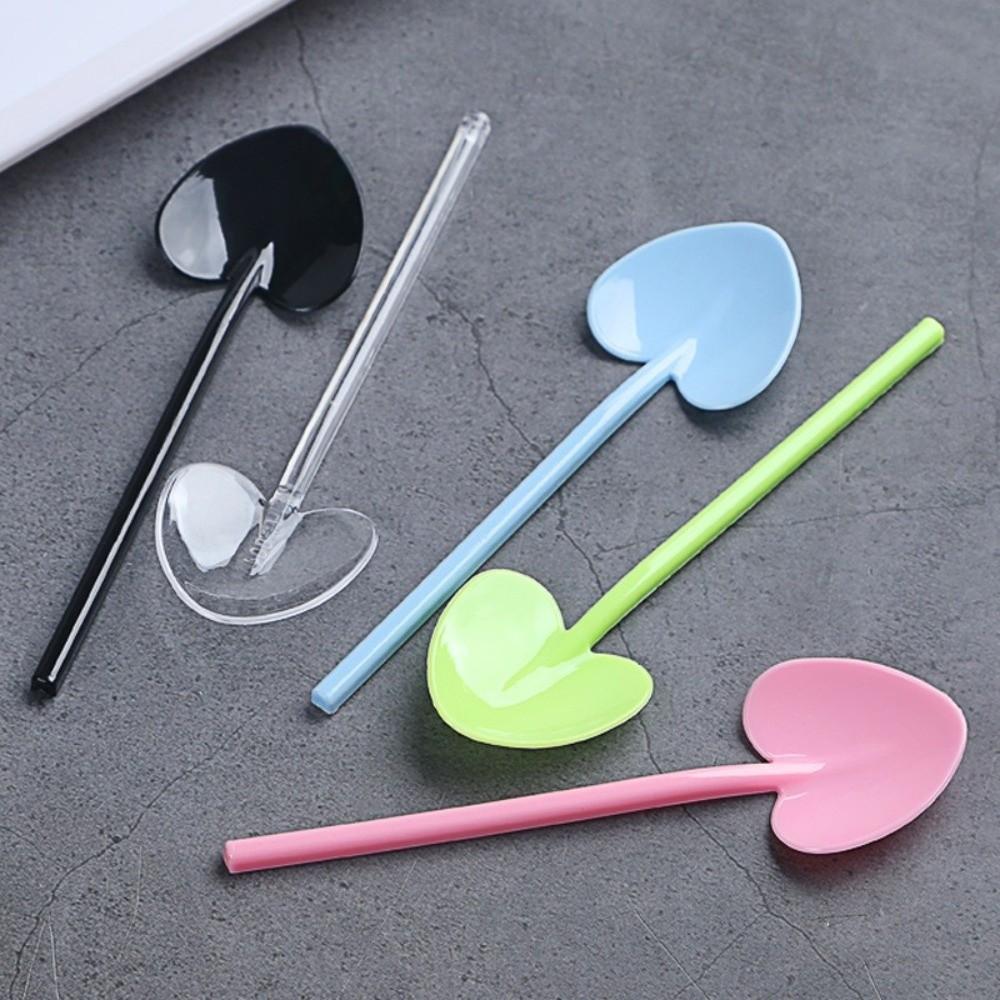100PCS Food Grade Heart-shaped Spoons Lightweight Ice Cream Spoons Plastic Spoons Picnic