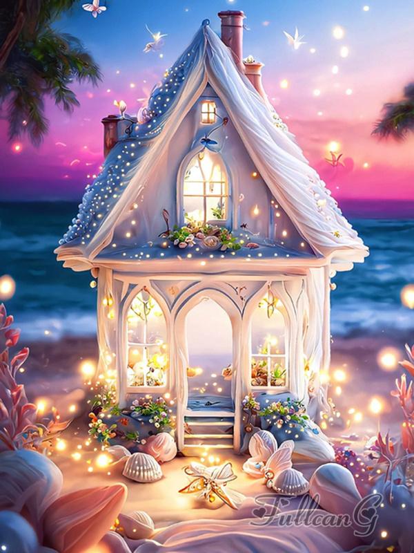 Diy 5D Diamant Pictură Vanzare Beach View House Full Square Round Drill Broderie cu strass Fantasy Cottage Mozaic Kit cusaturi de cruce Decor de perete AA4649