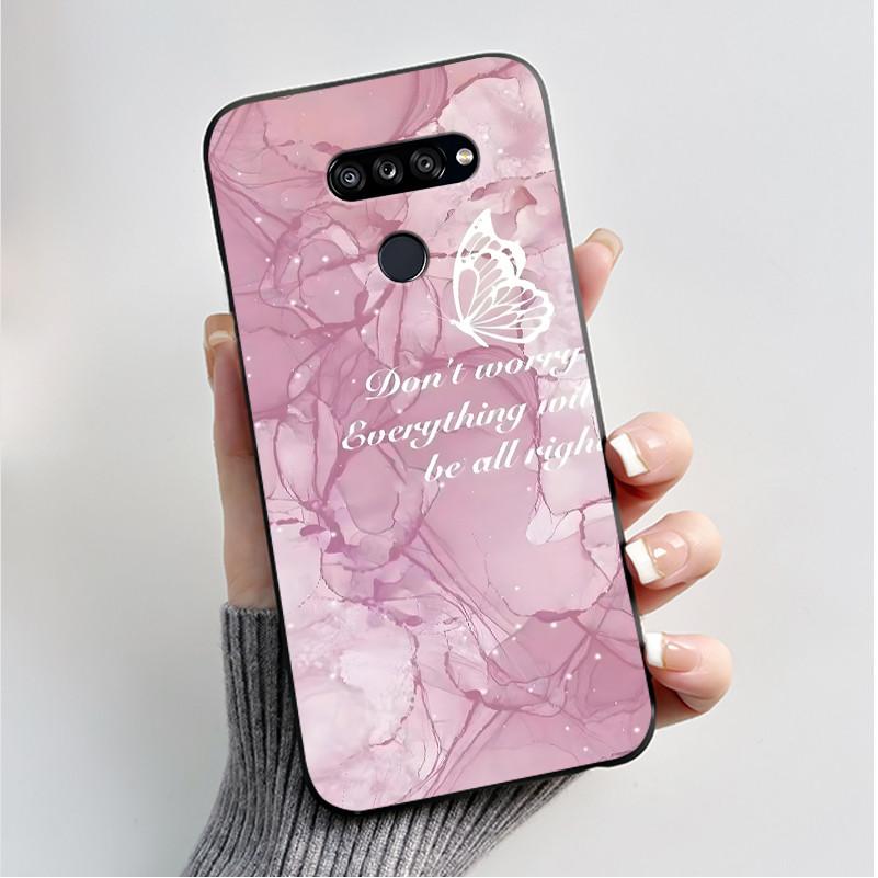 Weiche Hülle für LG K50S K40S Handyhülle LMX540HM LM-X540 LMX430HM LM-X430 Modischer Schmetterling Blume Schwarzer Silikon-Stoßfänger Abdeckung