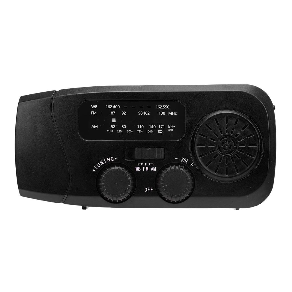 Solar Hand Crank Radio 2000mAh Battery AM FM WB Emergency Weather Radio with LED Flashlight for Outdoor Camping Hiking