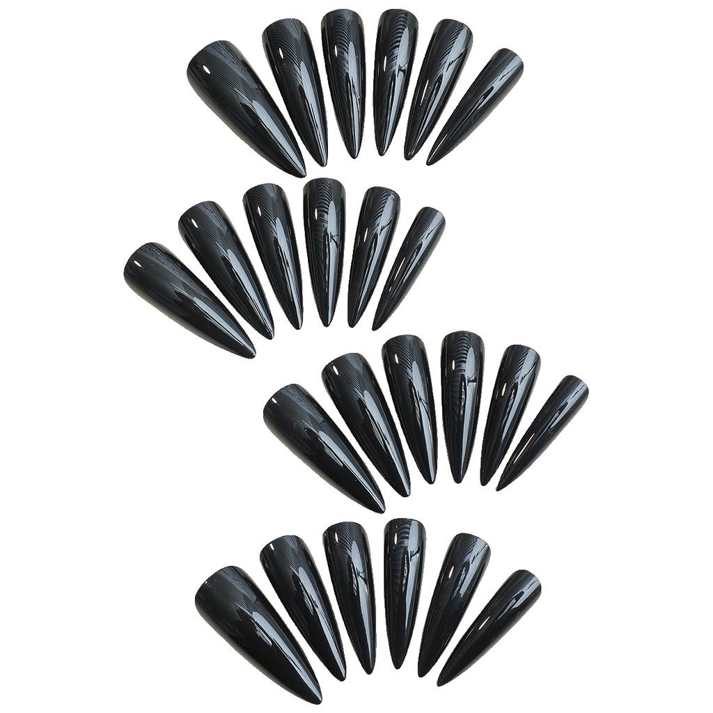 Long pointed nails, dark-toned, detachable, solid color false nails for stylish girls