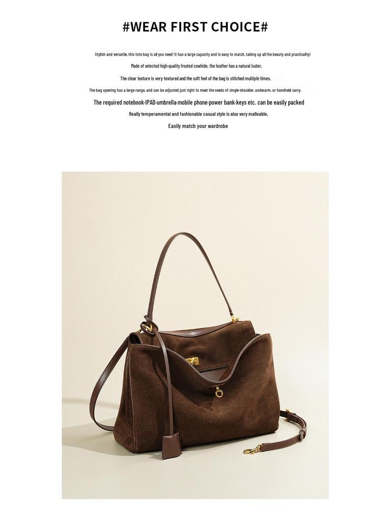 Damska torebka tote Rodeo Kelly z prawdziwej skóry: Torba na ramię i pod pachę z zamszowej skóry bydlęcej o dużej pojemności