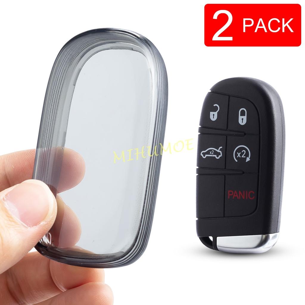 For Jeep Grand Cherokee Renegade Compass Dodge Charger Challenger Dart Chrysler Fiat 500X Black Transparent Key Fob Case Cover