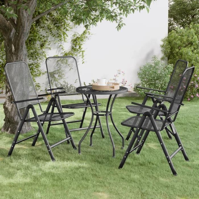 VidaXL Chaises pliables de jardin 4 pcs Maille métallique Anthracite 317341