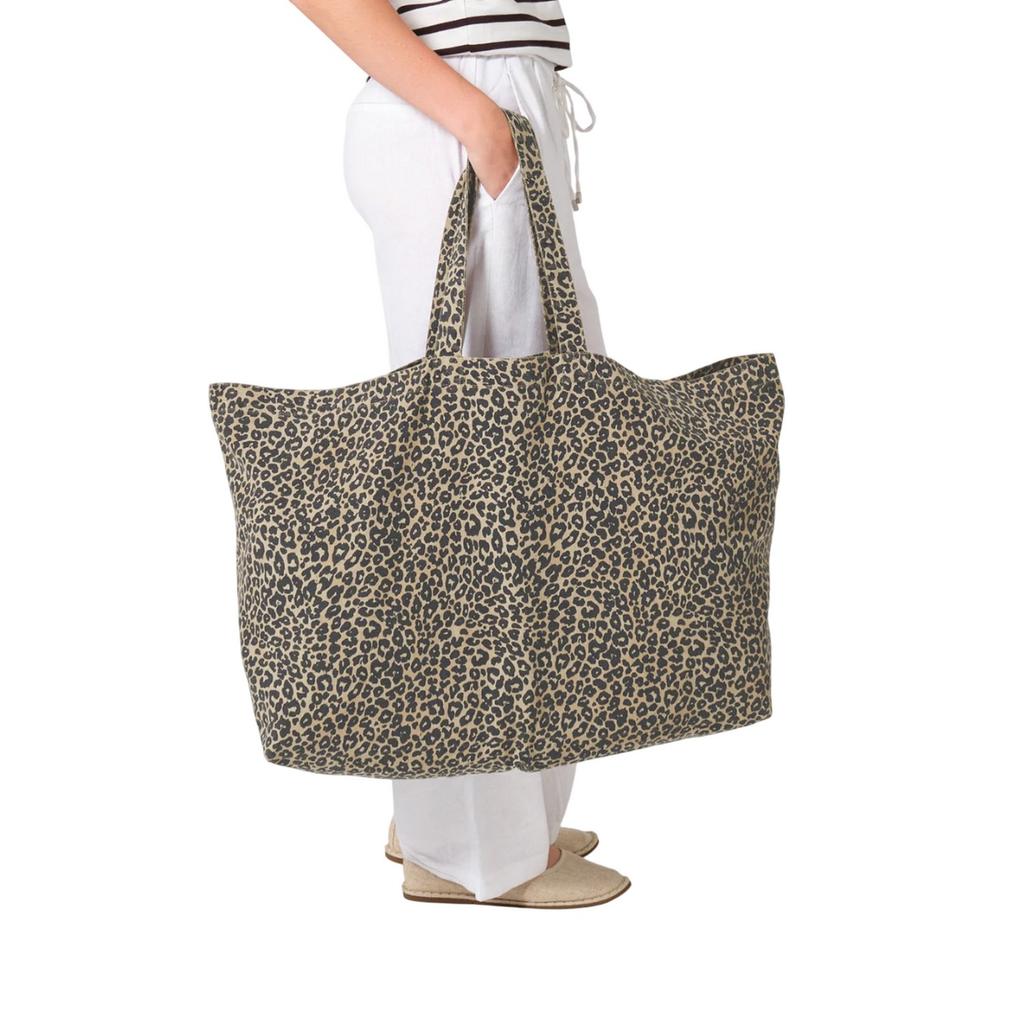 Westford Mill Bolsa Tote Grande de Lona com Estampa de Leopardo