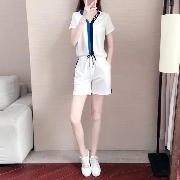 Shorts Casual Suit for Women Summer Fashion Korean Style Loose Slim Collar Fashionable Sports Two-piece Set