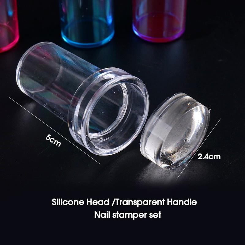 1 Set Silicone Nail Stamper Stamping Kits Scraper French Manicure Soft Transfer Printing for Nail Polish Templates Tools