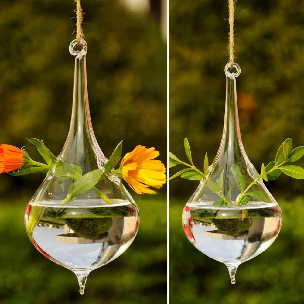 Hengende dråpeformet tau-terrarium for luftplanter sukkulenter planteholdere