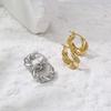 HECHENG,Minimalist Geometric Twist Hoop Earrings for Women ,Punk Circle Female Creative Zircon Gift