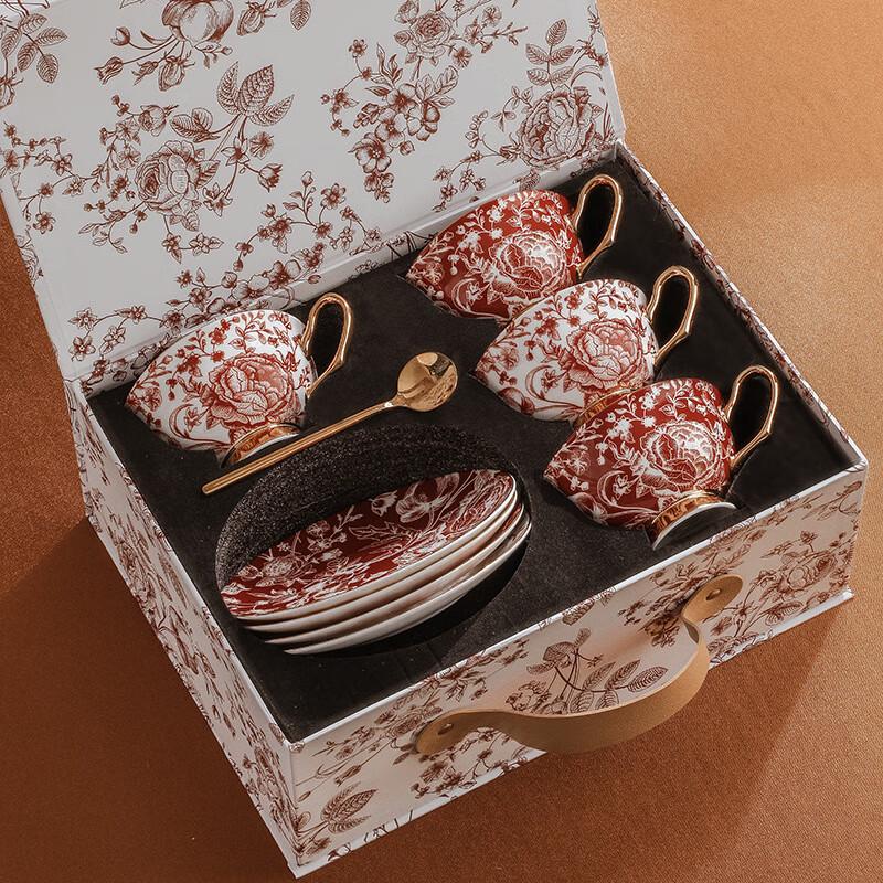 Shangqi Rose Garden Ceramic Coffee Cup & Saucer Set