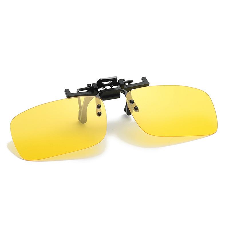 Polarized Vintage Clip On Women Men Drivers Rimless Flip Up Glasses Night Vision Yellow Lens Sunglasses Driving Glasses