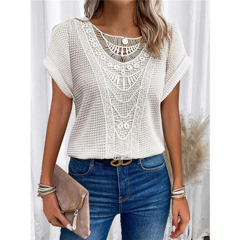 Lace Patchwork Short Sleeve T-shirt