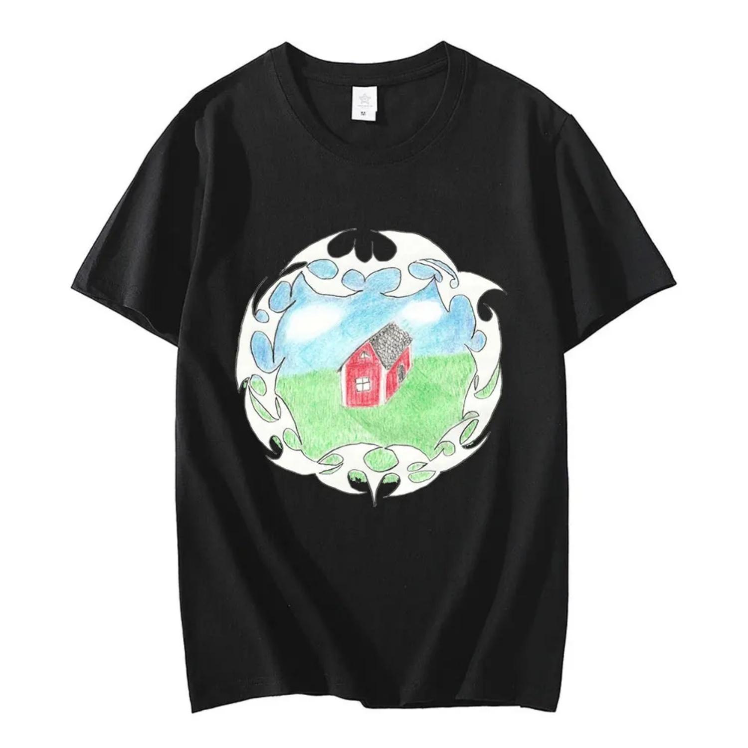 

Washed Vintage Rapper Bladee 333 Hip Hop Oversized Tshirt Drain Gang Graphic T-shirt Fashion Artistic Sense T Shirts S чёрный