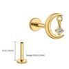 Right Grand ASTM F136 Titanium 16G CZ Moon Cartilage Earring Tiny Crescent Moon CZ Dangle Helix Tragus Conch Stud Ear Piercing