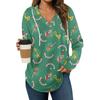 Women's Fashion Hoodies V Neck Long Sleeve Christmas Printed Drawstring Casual Loose Pullover Tops