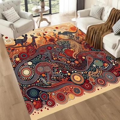 Aboriginal Art Animals Floor Mats for Living Room, Bedroom and Room Decoration Are Suitable for Gifts.