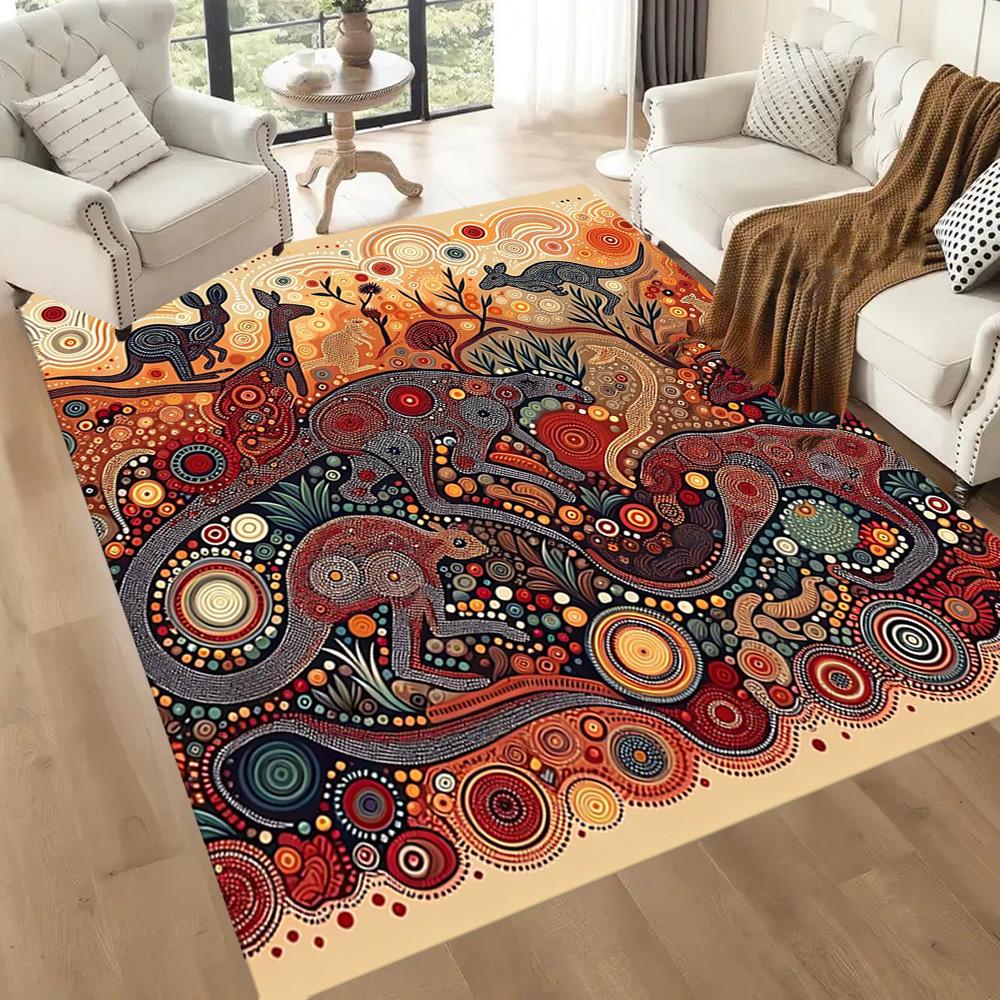 Tappetini da Pavimento con Animali dell'Arte Aborigena per Soggiorno, Camera da Letto e Decorazione della Stanza Sono Adatti per Regali.