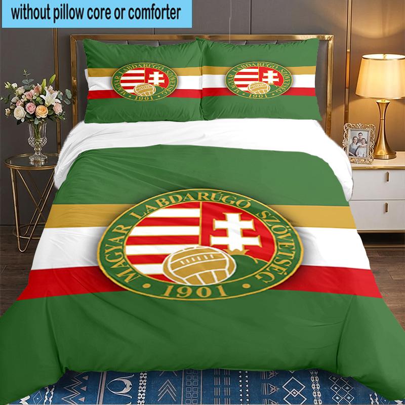 Hungarian Football Emblem 3PCS Bedding set,Ideal for 1pc Duvet Cover And 2pcs Pillowcases Perfect for Fan gift,Ideal for Bedroom, Dormitory