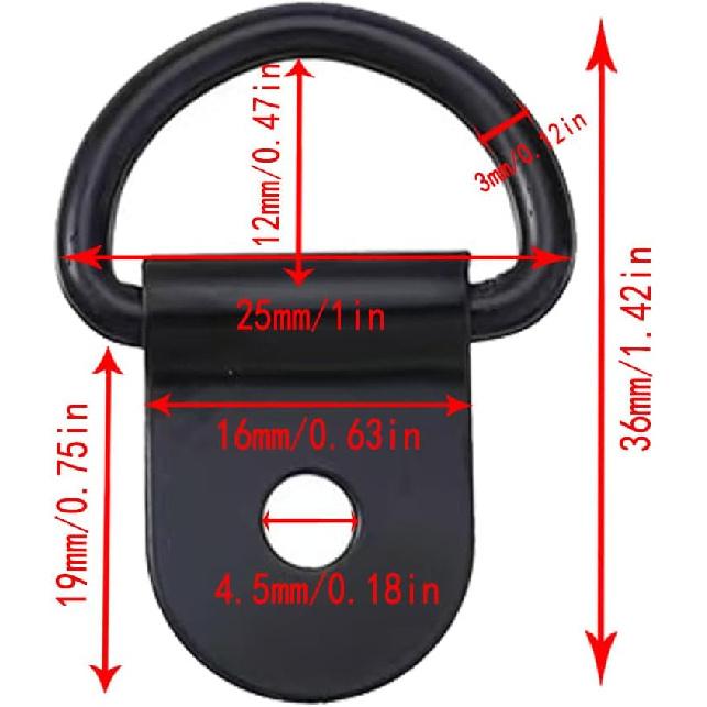 Black D Rings Anchor Lashing Ring, D-Ring Tie Downs, for Car Truck Trailer Cargo RV Boats (Silver 18 Pcs)