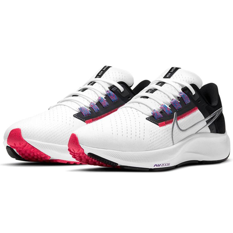 Nike Air Zoom Pegasus 38 White Black Flash Crimson Women's Sneakers CW7358-101