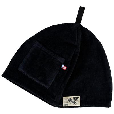 Toalla Imabari para Sauna con Hecho en Previene Protege el Cuero Cabelludo y Máquina con Gorro Sauna Saurus, Certificado, Bolsillo, Negro, Japón, Sobrecalentamiento, Cabello,