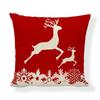 Red Series Santa Claus Pattern Throw Pillow Cover with Short Plush Print for Living Room Sofa Decoration Cushion Cover