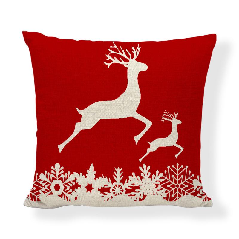 Red Series Santa Claus Pattern Throw Pillow Cover with Short Plush Print for Living Room Sofa Decoration Cushion Cover