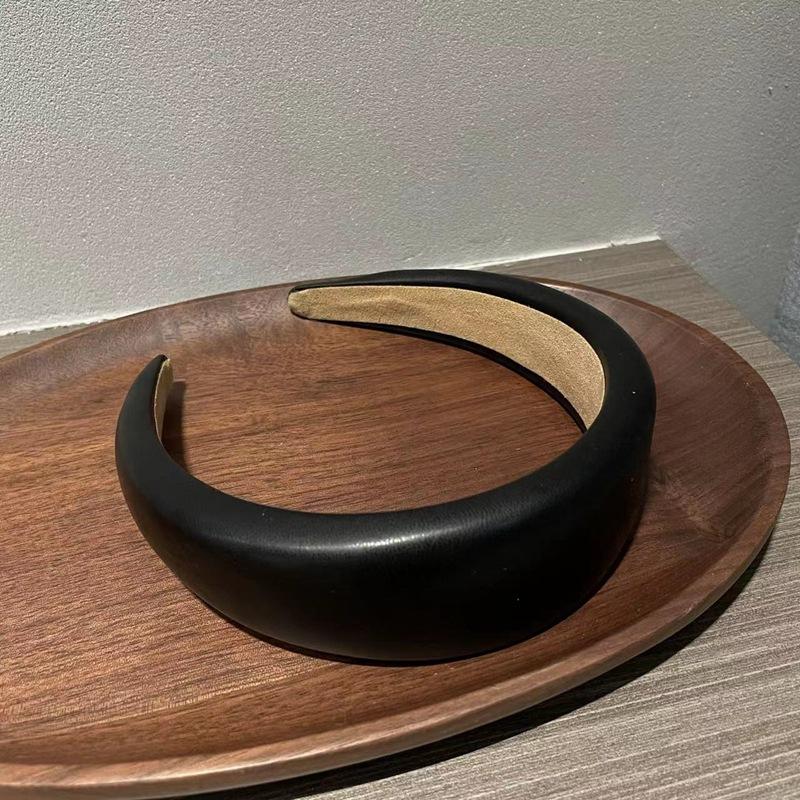 New PU Leather Thickened Sponge Wide Hairband for Women Girls Wide Wash Headband Retro Simple Hair Accessories
