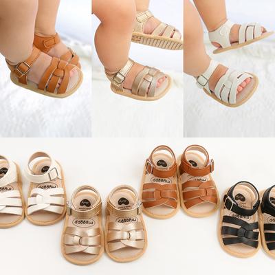 Baby Jungen Mädchen Sandalen Weiche rutschfeste Gummisohle Prewalker Flache Wanderschuhe