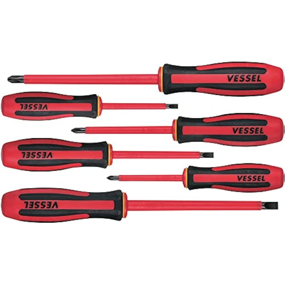 VESSEL (VESSEL) Megadora Insulated Screwdriver 6-Pack Electric Shock Protection VDE Standard Cert...