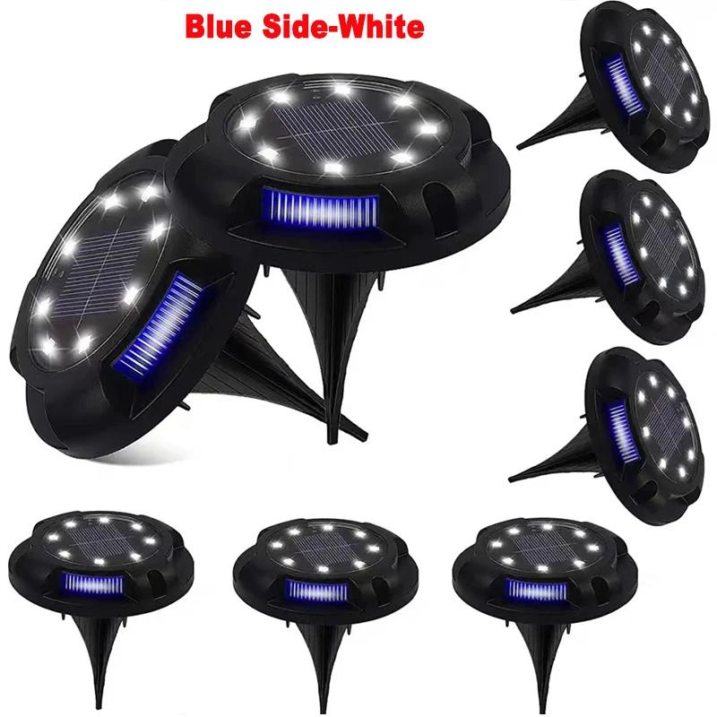 12 светодиодов, солнечный дисковый светильник, уличный садовый солнечный подземный светильник, прожектор, подземный солнечный светодиодный светильник, садовый декор 1Pcs