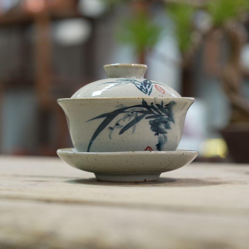Handpainted Chinese Sancai Gaiwan Pottery Tea Cup Bowl Kung Fu Teacups Home Decor Ceramic Teaware Tea Tureen Set