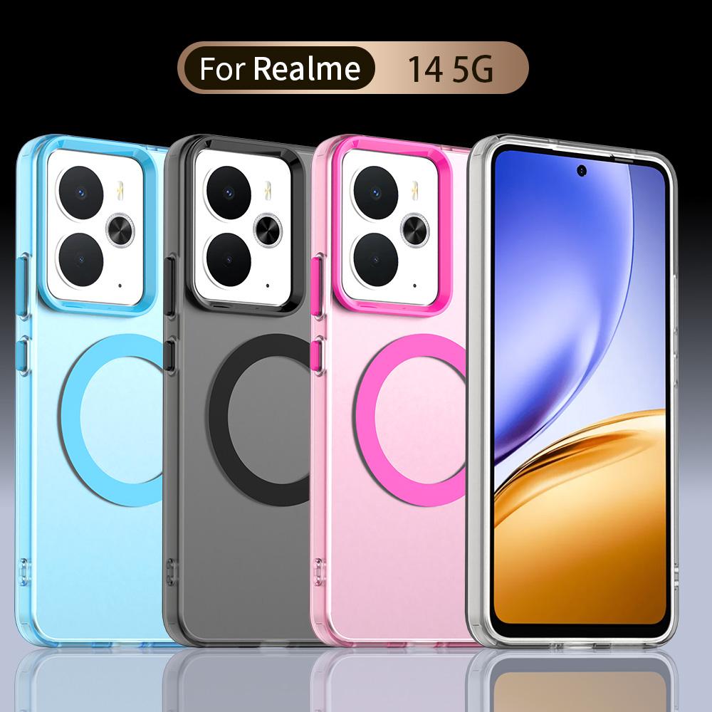 Magsafe Matte Phone Case For Realme 14 5G Magnetic Wireless Charging For Realme 14 14T 14X Shockproof Back Cover