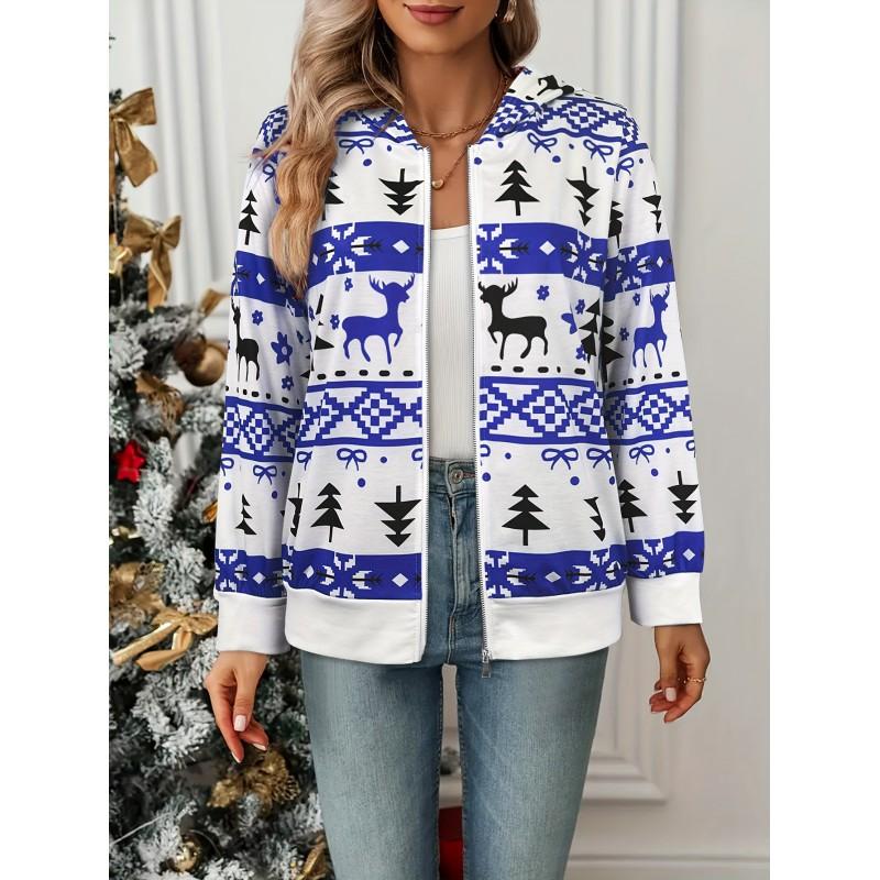 Womens Casual Zip-Up Jacket With 3D Letter Print Fashion Lightweight Outerwear Daily Wear