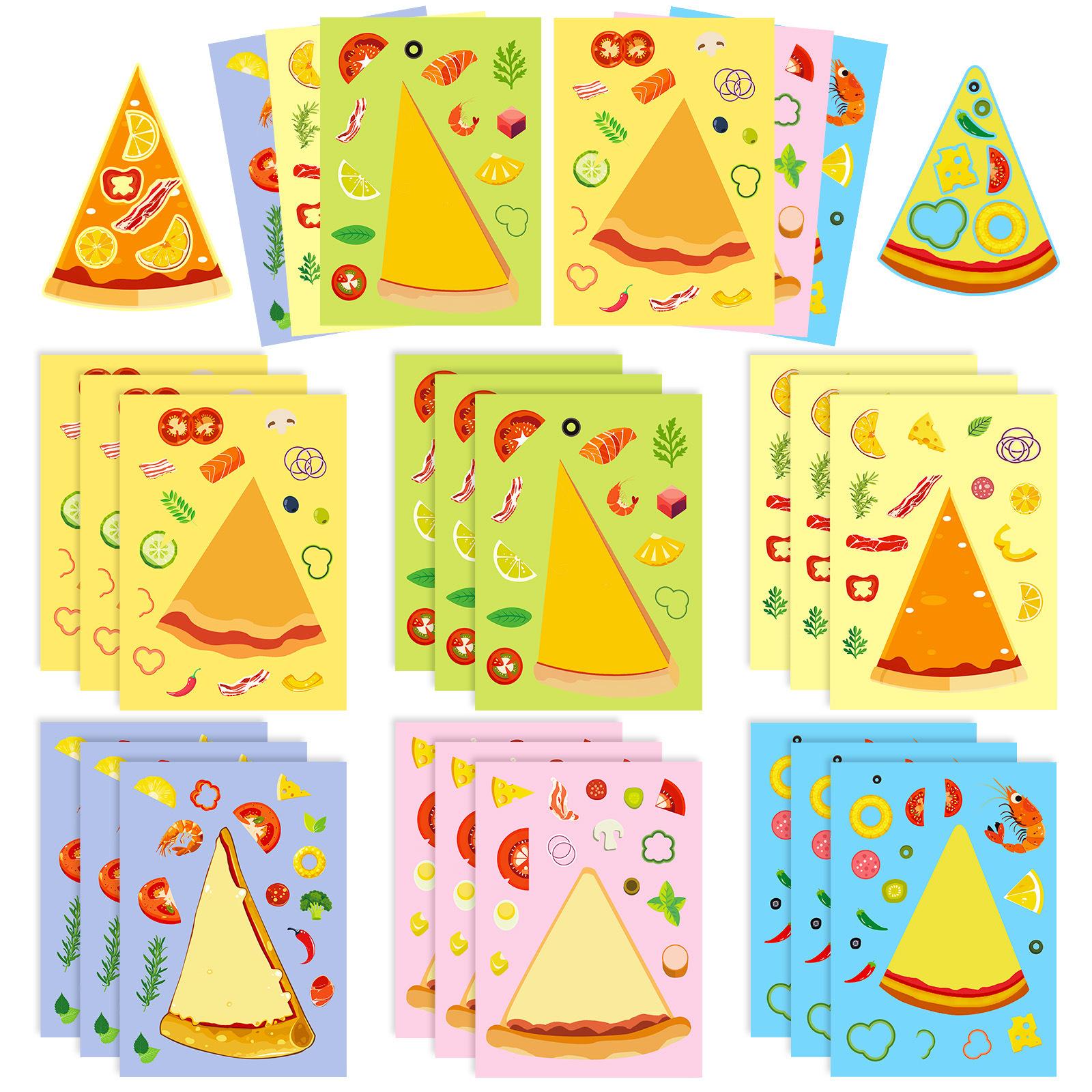 

6 Photos/pack of Pizza Face Change Stickers DIY Pizza Educational Parent-child Interactive Toys Decorative Suitcase Stickers