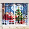 Set Of 2 Christmas Santa Claus Tree Pattern Printed Curtains Decorations Home Room Curtain Polyester Modern