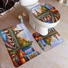 France Oil Painting Landscape Bath Mat Set Modern Art Home Bathroom Decor Soft Non Slip Floor Rug Shower Carpet Toilet Lid Cover