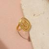 Golden Plated Abstract Swirl Hammered Open Ring for Women Vintage Trendy Jewelry Gift