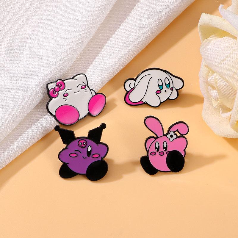 Cartoon Sanrio Kirby Enamel Alloy Brooch Kuromi Hello Kitty Cinnamoroll Cute Pin Badge for Clothes Backpack Decoration