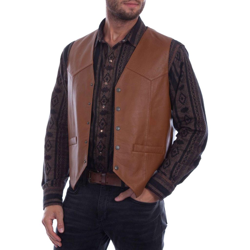 Mode Retro Mænds Vest Afslappet Udendørs Læder Vest Udendørs Vandtæt Udendørs Fritid