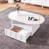 Living Room Table, Coffee Table with Drawers, Side Table with Storage Compartments, Cloud Shape