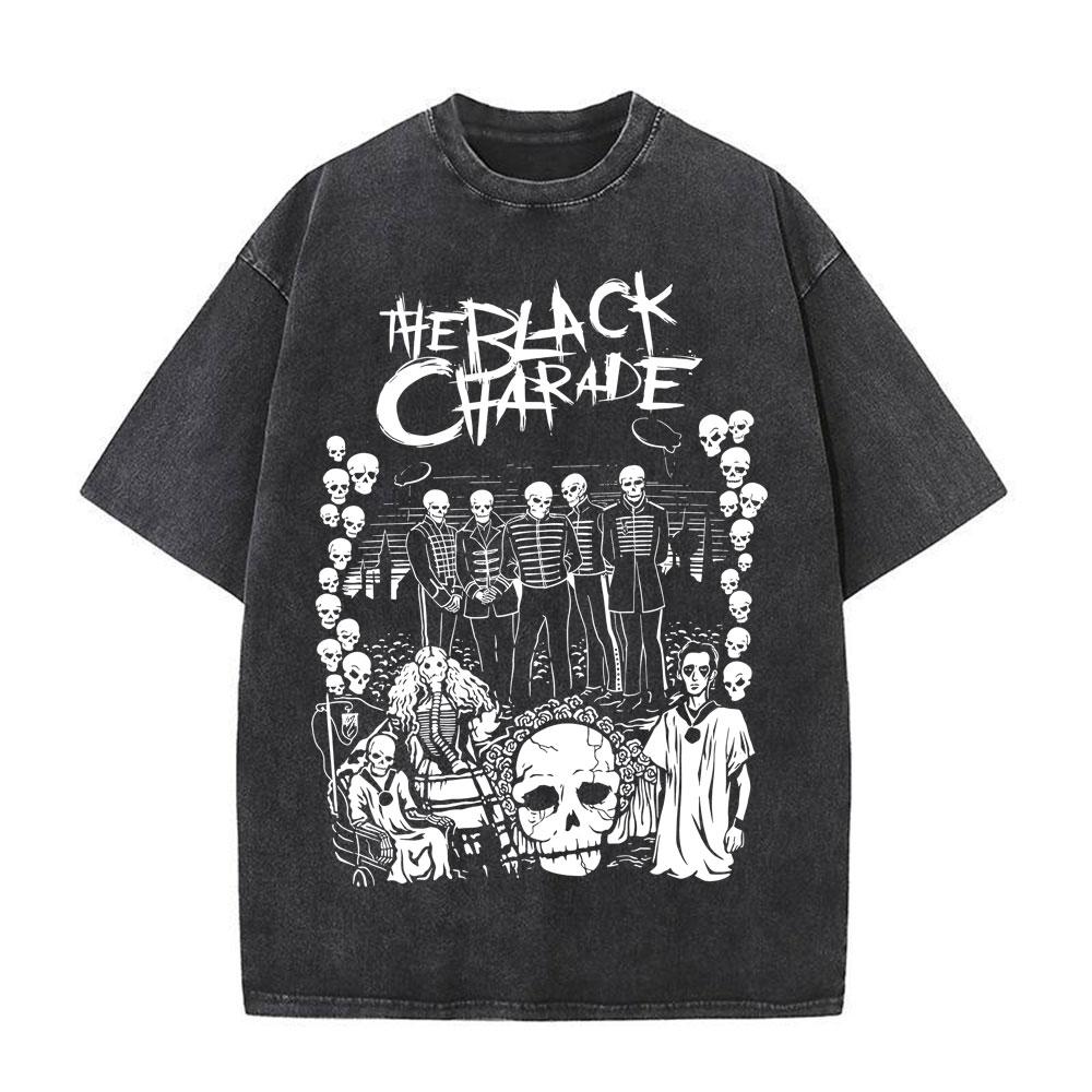 Koszulka Vintage Washed Zespół Rockowy My Chemical Romance Three Cheers for Sweet Revenge Koszulki Gotyckie Męskie Damskie Odzież Koszulki